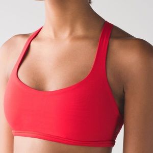 Red Lululemon Free to Be Bra, size 6